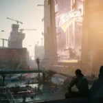 Cyberpunk 2077 Phantom Liberty com V em Night City durante uma missão de ação