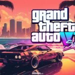 Arte gráfica para capa de artigo com o título 'Rockstar Games lamenta vazamentos de GTA 6 e reforça compromisso com a qualidade'. Ao fundo, elementos visuais borrados da franquia GTA e o logotipo da Rockstar Games em destaque