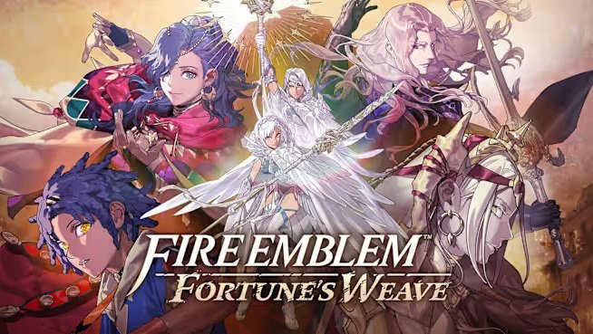 Ilustração de personagens originais do fangame 'Fire Emblem: Fortune's Weave'. Um grupo de guerreiros com armaduras de fantasia, empunhando espadas e lanças, desenhados no estilo clássico de anime tático da franquia
