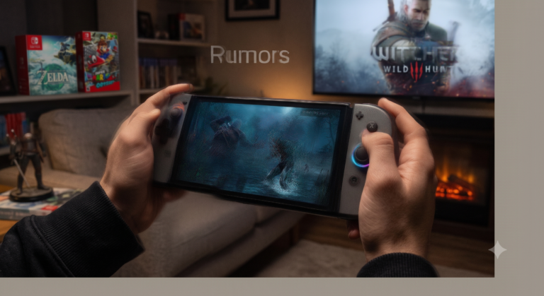 Geralt de Rivia cavalgando em cenário aberto de The Witcher 3 para matéria sobre a versão de nova geração no Nintendo Switch 2