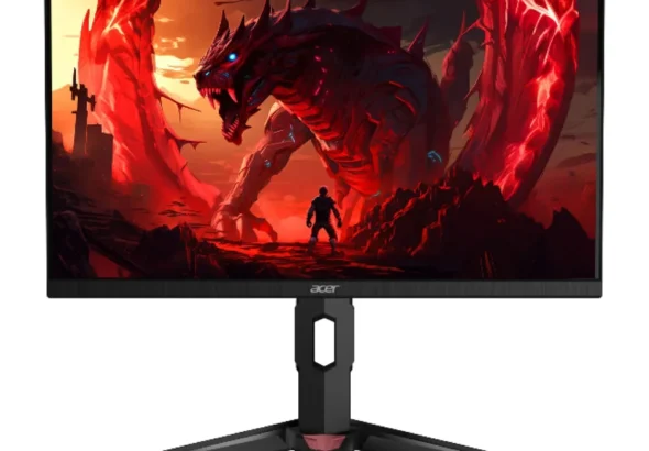 Monitor gamer Acer Nitro XV270 de 240Hz exibindo partida competitiva de e-sports em setup gamer