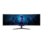 Monitor gamer curvo Predator X49 de 49 polegadas com painel OLED ligado em setup gamer de alto desempenho