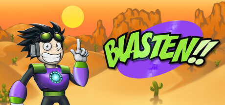 Capa de artigo contendo o texto 'O Lançamento de Blasten!! e o Renascimento dos Shoot 'em Ups de Alta Velocidade'. O fundo exibe uma montagem frenética de cenas de ação do jogo, com muitos tiros, neon e naves inimigas
