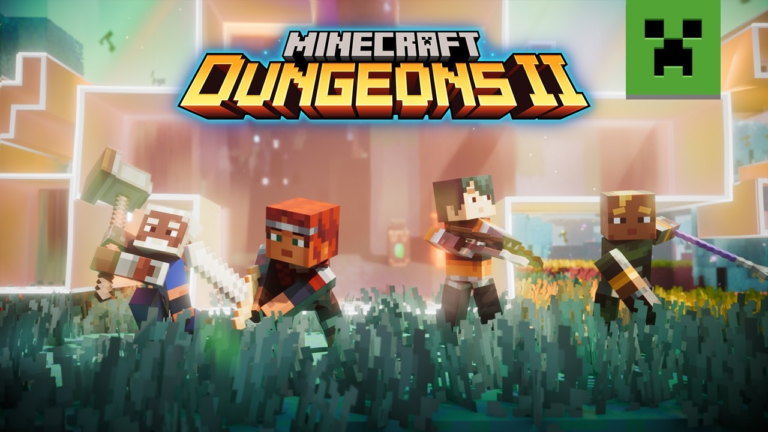 Logotipo e arte oficial de Minecraft Dungeons II para matéria sobre o lançamento e novidades da franquia