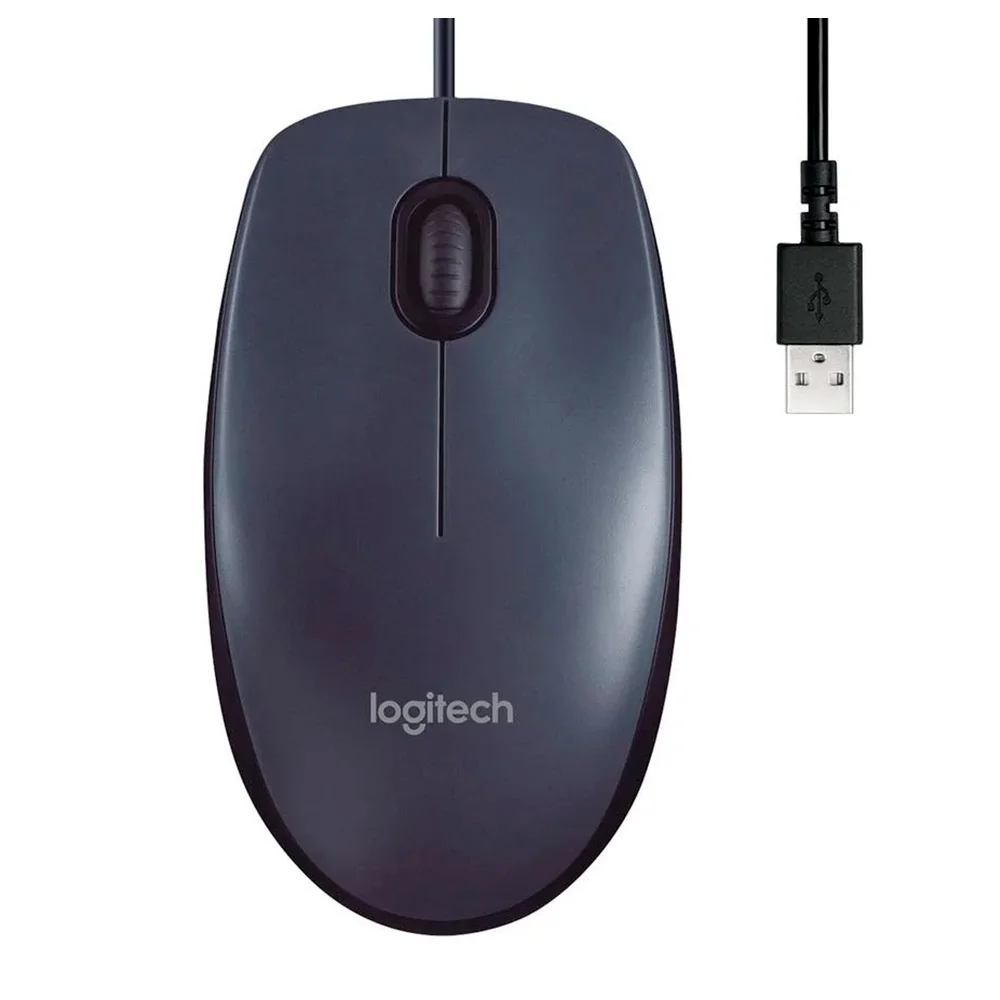 Logitech M90, mouse ambidestro com fio para uso diário e produtividade