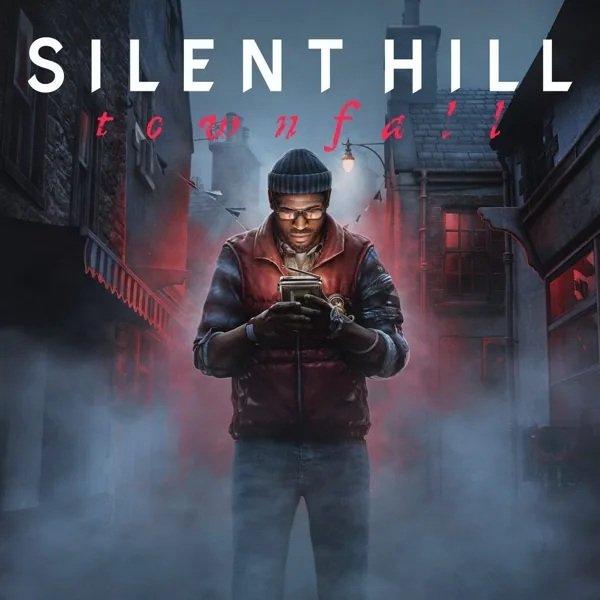 Captura de tela do teaser trailer de Silent Hill: Townfall. A imagem mostra uma pequena televisão portátil analógica de bolso (CRT) sobre uma mesa escura. A tela da TV exibe uma imagem distorcida com estática avermelhada, transmitindo uma atmosfera de terror psicológico